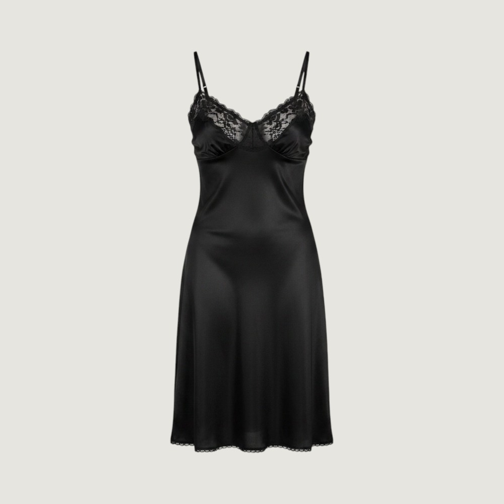 VTG Vassarette Black Lace Slip Dress Womens 40 Lace Lingerie Whimsigoth Witchy